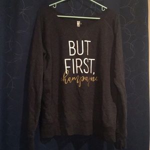 But first champagne grey sweatshirt